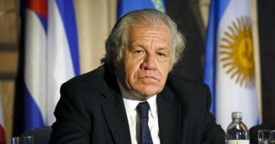 El secretario general de la Organización de Estados Americanos (OEA), Luis Almagro, habla durante un foro en Miami, 5 de mayo de 2021. (Foto: AFP)