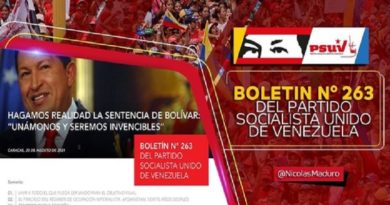 Edición 263 del Boletín del PSUV resalta el pensamiento de Simón Bolívar "Unámonos y seremos invencibles", para seguir consolidando victorias