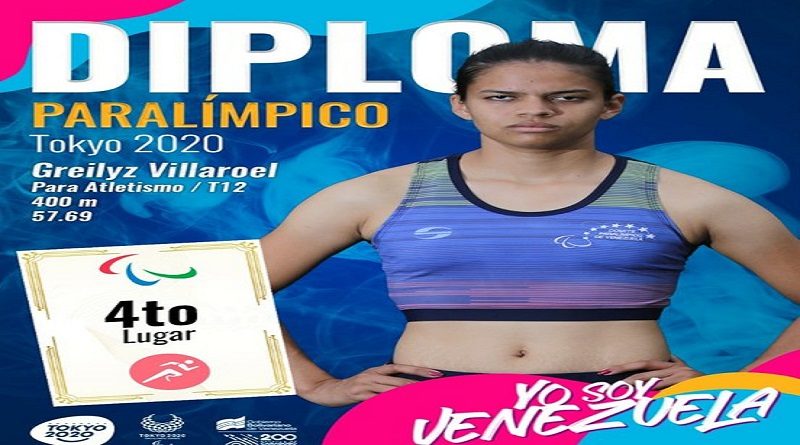 Greilys Villarroel logra el sexto Diploma Paralímpico para Venezuela en Tokio 2020