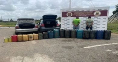Detenida dos personas por tráfico ilícito de 800 litros de combustible en Anzoátegui