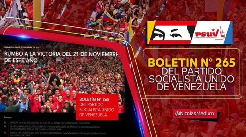 Edición número 265 del Boletín del PSUV destaca artículos y discursos muy útiles para la preparación de la batalla electoral del próximo 21Nov