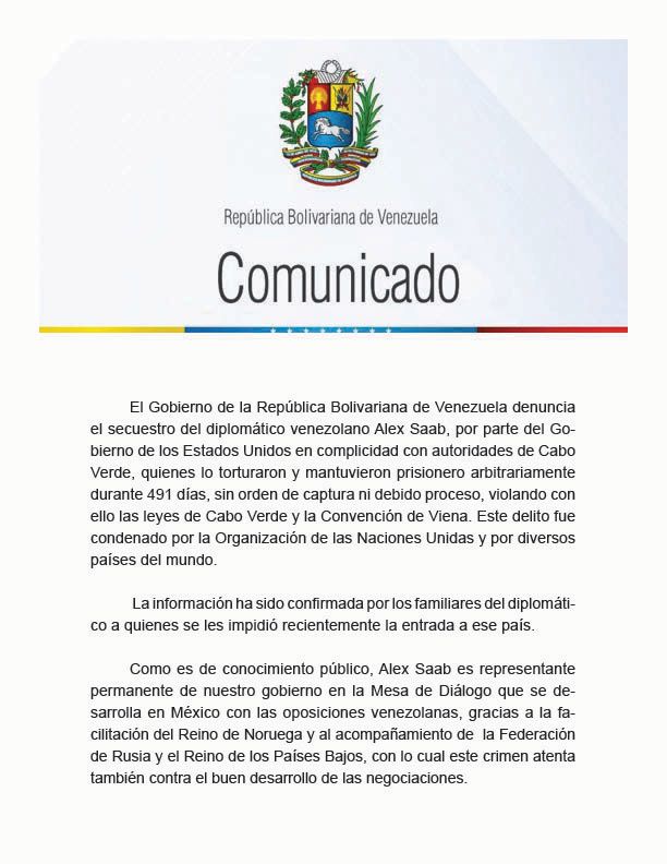 Comunicado Alex Saab