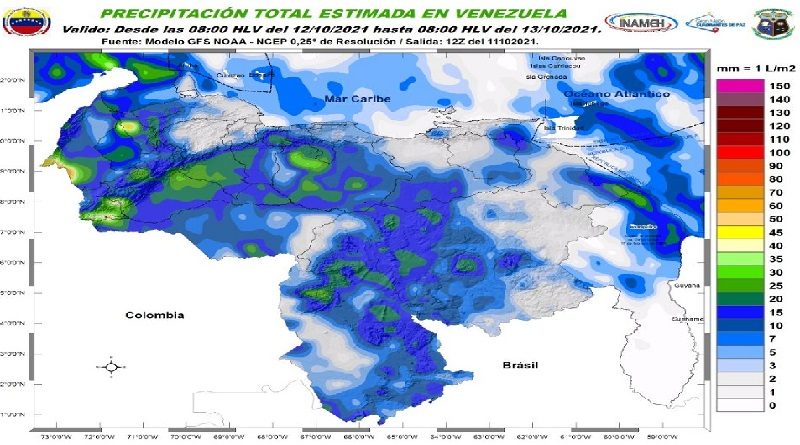 Inameh prevé para este martes abundante nubosidad con precipitaciones en distintas partes del país