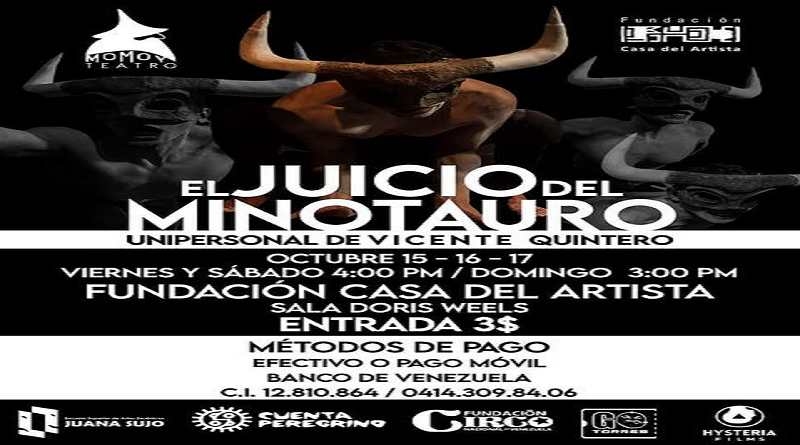 Fundación Casa del Artista presenta la obra teatral El Juicio del Minotauro