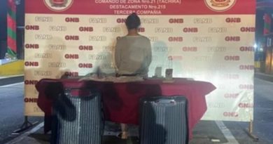 GNB captura a mujer que trasladaba más de 2 kilos de cocaína en el estado Táchira