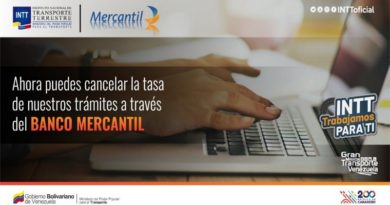 INTT incorpora al Banco Mercantil como opción de Pago en Línea para su trámites y servicios