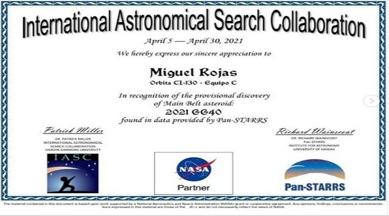 NASA certifica existencia de asteroide descubierto por estudiante larense