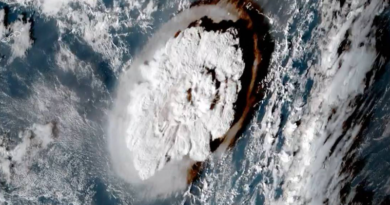 En imágenes, se puede apreciar un efecto parecido a una onda de choque bien visible, que corre por el Pacífico hasta Fiyi y Samoa, a 700 y 800 kilómetros de Tonga, respectivamente. (Foto: Twitter @US_Stormwatch)