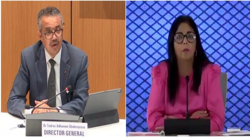 Director de la OMS agradece a vicepresidenta Delcy Rodríguez por su respuesta a la COVID-19