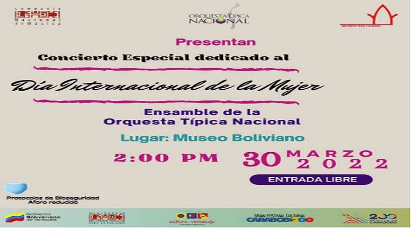 Mes de la mujer cierra con concierto de la Orquesta Típica Nacional