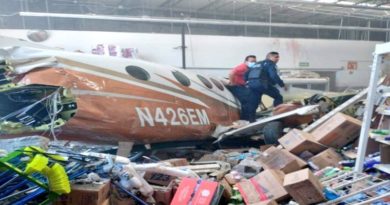 Una avioneta se accidenta en el Bodega Aurrera de Temixco, en Morelos, el 28 de marzo de 2022 (@SUUMA_CDMX / Legion-Media)