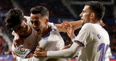Real Madrid acaricia el título de la Liga española al vencer 3-1 al Osasuna