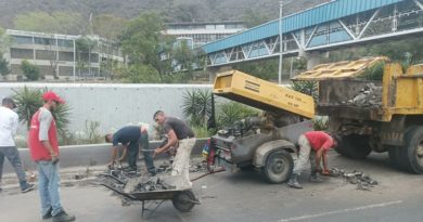 Escuadrón Caza Huecos desplegado en Antímano en labores de recuperación vial