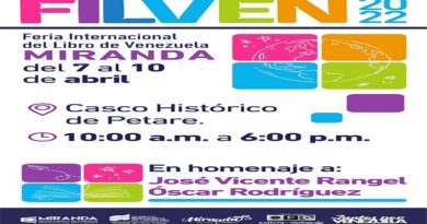 Edición 17ª de Filven en Miranda se instalará en Petare