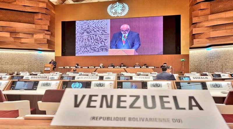 Venezuela apuesta en Ginebra por un enfoque inclusivo y de paz en materia de salud
