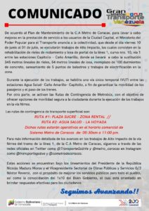COMUNICADO METRO DE CARACAS