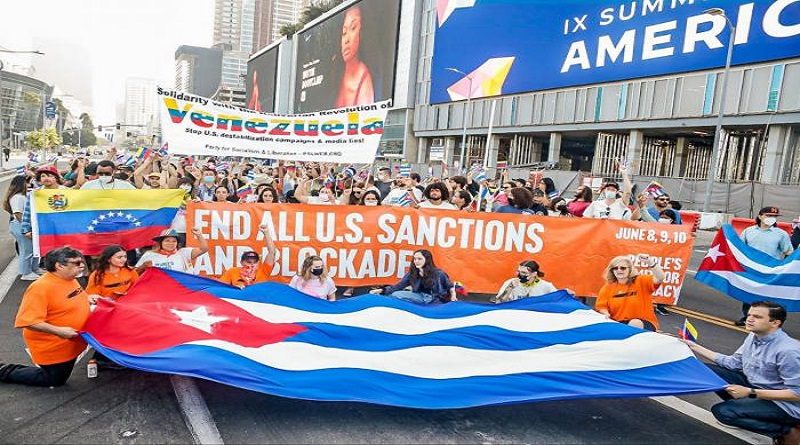 Protesta frente a la Cumbre de las Américas Foto: @peoplessummit22