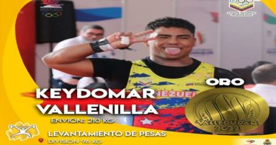 Venezuela suma nueva medalla de Oro en Levantamiento de Pesas