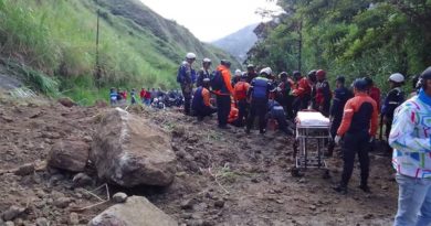 Derrumbe sobre vía deja un fallecido en Mérida