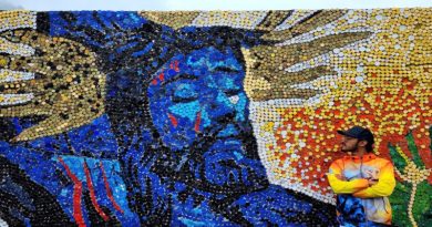 Crean mural del Santo Cristo de La Grita con más de 20 mil tapas de botellas