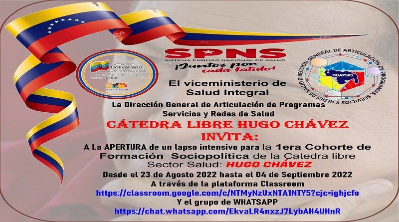 Inicia la primera Cohorte de Formación Sociopolítica de la Cátedra Libre Hugo Chávez