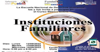 Escuela Nacional de Derechos Humanos dictará curso básico sobre Instituciones Familiares