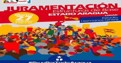 Juramentarán este martes nuevas estructuras de Base del PSUV en Aragua