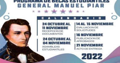Más de 400 estudiantes serán favorecidos con plan de becas «General Manuel Carlos Piar»