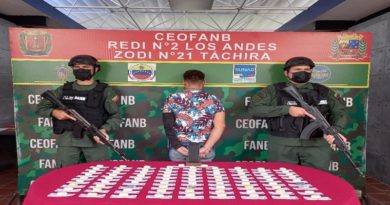 GNB aprehendió un sujeto que poseía 83 dediles de cocaína de manera intraorgánica