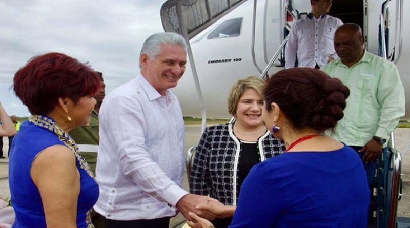 Gobernadora de Belice recibe a presidente Díaz Canel en visita oficial