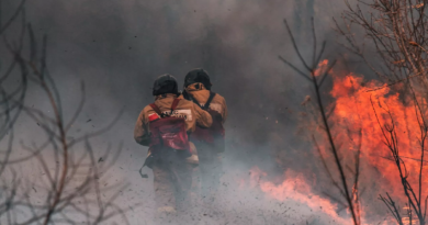Combaten incendios forestales en Santiago de Chile