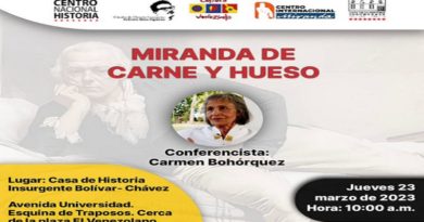 Centro Nacional de Historia dictará conferencia "Miranda de carne y hueso"
