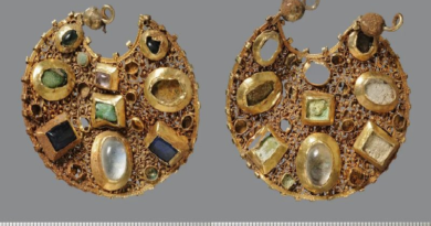 Descubren aretes de oro cubiertos de gemas de 800 años de antigüedad en Alemania