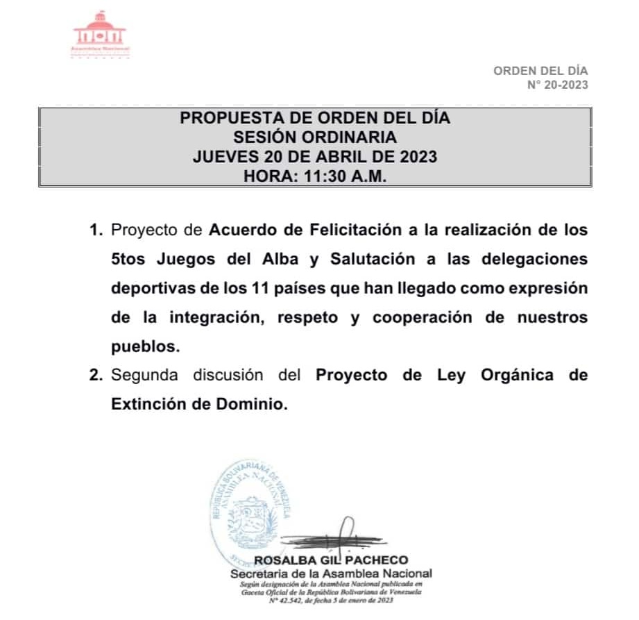AN will discuss the Congratulatory Agreement project on the occasion of the V ALBA Games