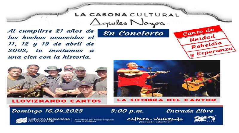 Casona Cultural Aquiles Nazoa ofrecerá concierto en honor a victoria popular del 13A