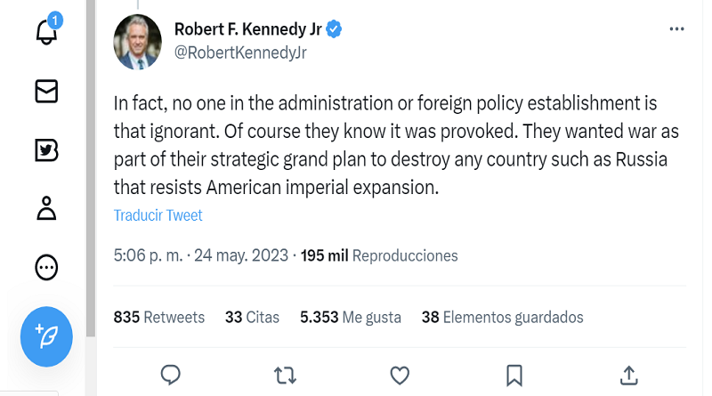 Kennedy acusa expansión imperial de EE.UU. al mentir sobre Rusia en Ucrania