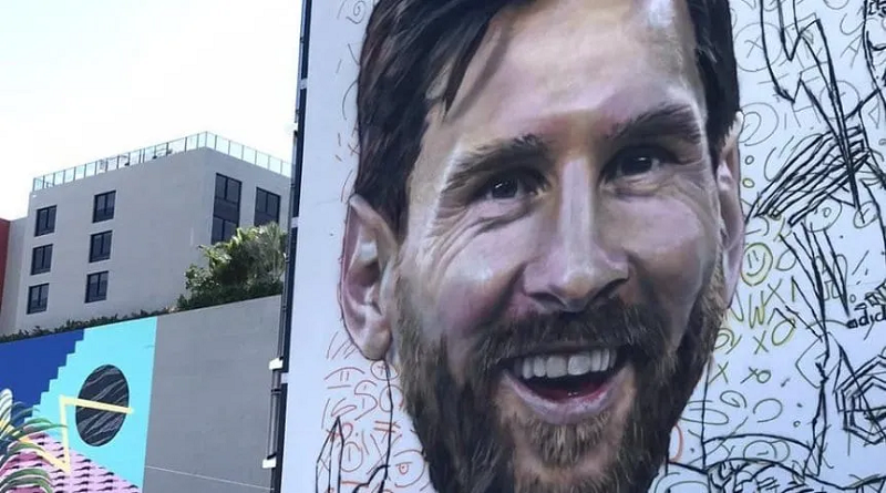 Realizan un mural gigante en honor a Messi en La Florida
