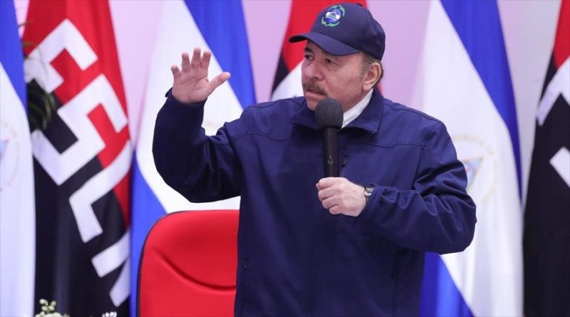 El presidente de Nicaragua, Daniel Ortega, habla durante un evento para conmemorar el 38 aniversario de la fundación del Ejército de Nicaragua en Managua (Foto agencias)