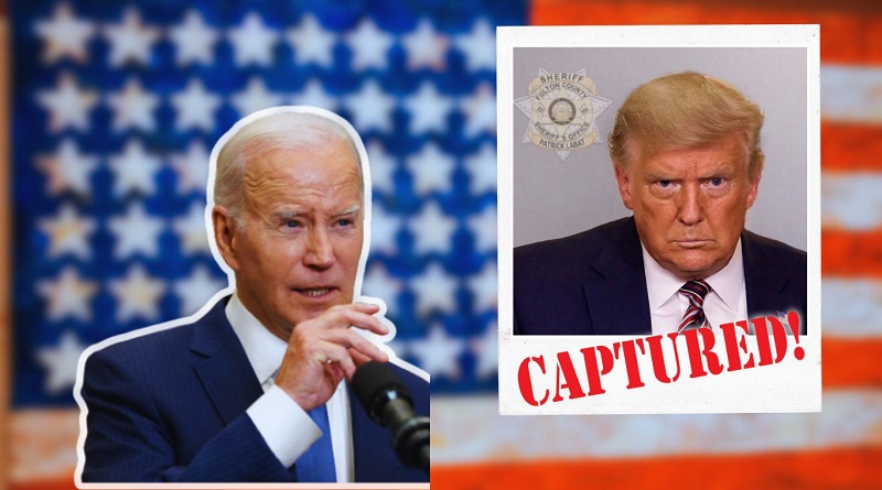 Joe Biden se burla de la foto de Trump tras ser fichado por la policía