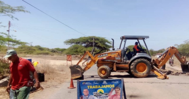 Avanzan labores de recuperación del tramo Moruy-Pueblo Nuevo en Falcón