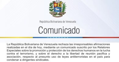 Venezuela califica de irresponsables e infundadas afirmaciones de dos relatores sobre DD.HH.