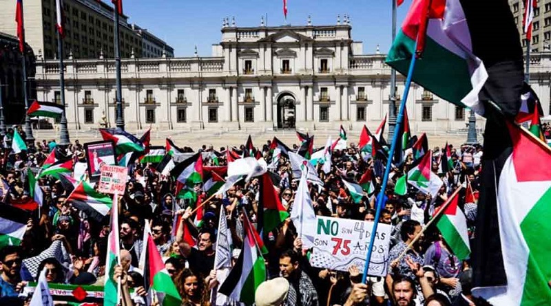 Masiva marcha en Chile exige fin del genocidio contra Palestina