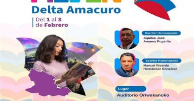 Delta Amacuro celebra la 19º Filven del 1 al 3 de febrero