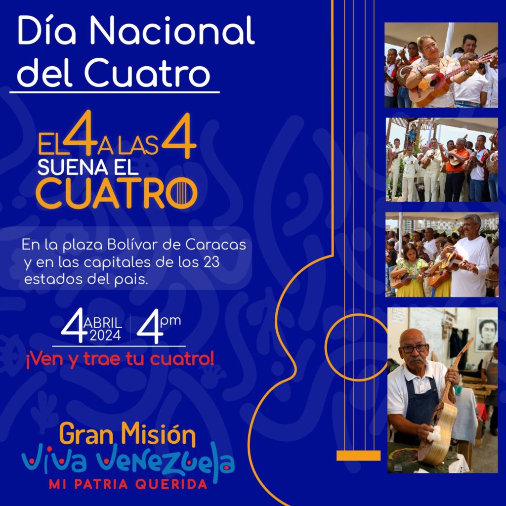 Celebran este 4-A el primer Día Nacional del Cuatro en las plazas Bolívar