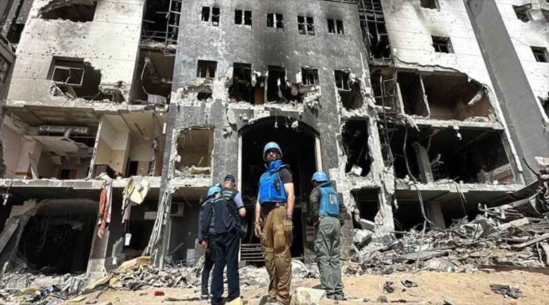 Una delegación de la Organización Mundial de la Salud (OMS) de las Naciones Unidas visita e inspecciona el Hospital Al-Shifa, Gaza, 5 de abril de 2024.