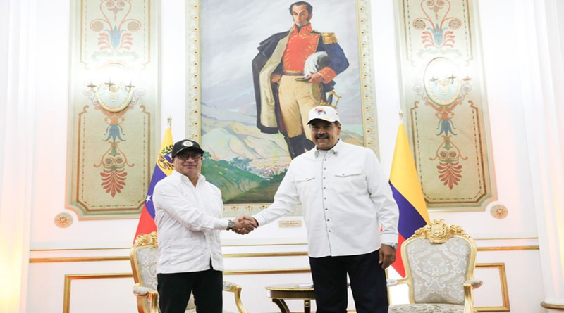 Nicolás Maduro Moros y Gustavo Petro en Miraflores