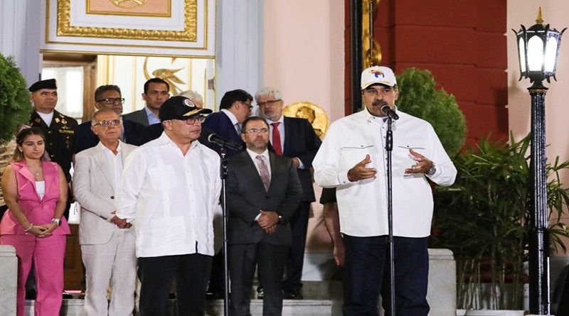 Nicolás Maduro Moros y Gustavo Petro en Miraflores