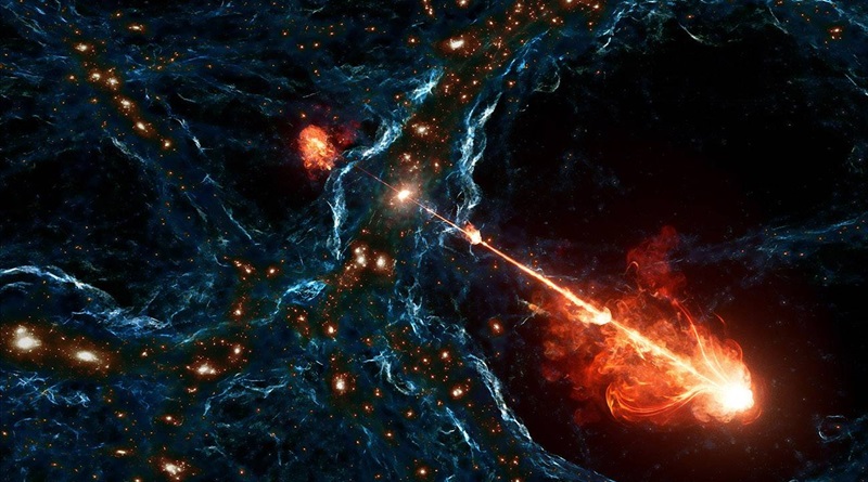 Astrónomos detectan jets de agujero negro con longitud de 140 galaxias