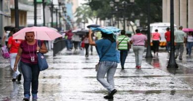 Inameh pronostica lluvias y lloviznas dispersas en gran parte del país