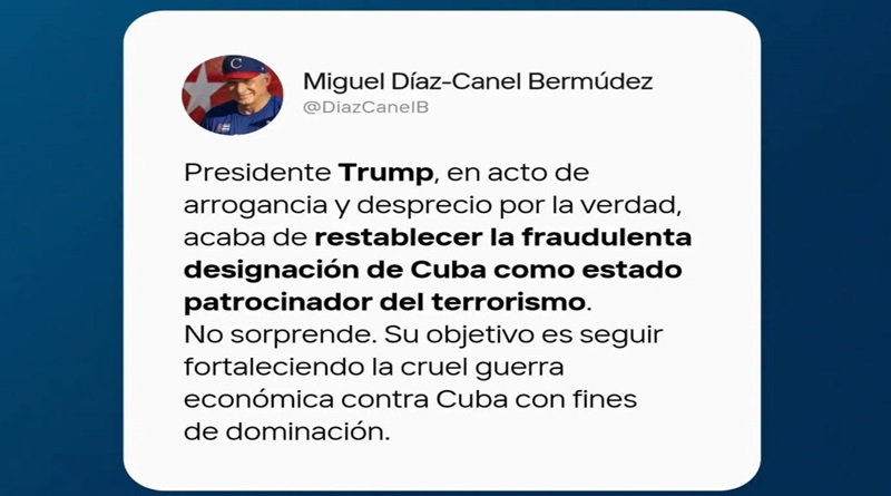 Presidente de Cuba: Trump se burla y retoma lista terrorista como coerción